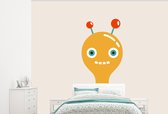 Behang kinderkamer - Fotobehang Robot - Gloeilamp - Gezicht - Antenne - Kinderen - Breedte 325 cm x hoogte 260 cm - Kinderbehang