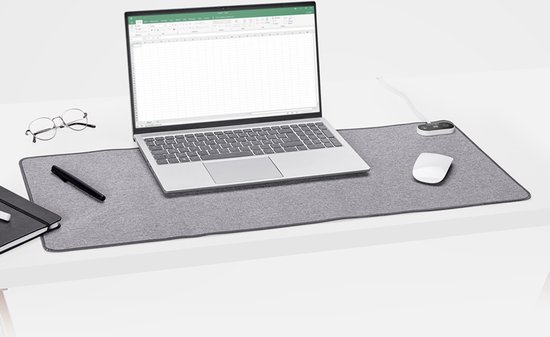 Heating Desk Pad - Verwarmde Muismat Voor Koude Handen - Elektrische Bureau Onderlegger - XXL Gaming Muismat- 80 X 33 Cm - Antislip - 3 Verwarmingszones - 3 Temperaturen - Zachte Katoenen Stof