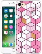 iPhone 7 Hoesje Pink-gold-white Marble - Designed by Cazy
