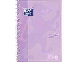 Oxford School Europeanbook - notitieboek - gekleurde rand - A4+ - lijn - 80 vel - 4 gaats - hardcover - pastel paars