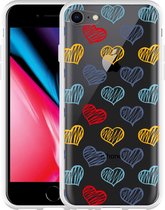 iPhone 8 Hoesje Doodle hearts - Designed by Cazy