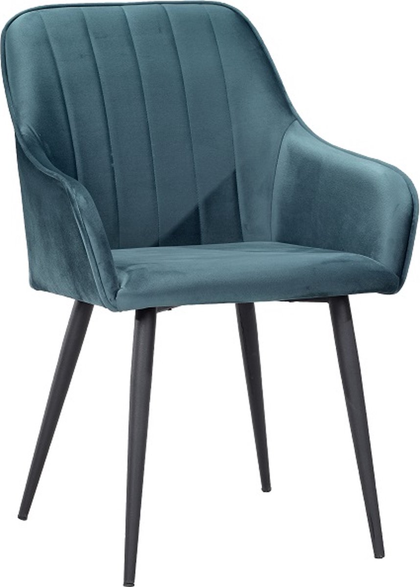 Soph & Tess - Modena Eetkamerstoel - Grijs - set van 4 - Fluweel - Velvet - Industrieel - Met armleuning