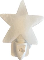 Stones & Bones® Zoutsteen Ster wit LED nachtlampje met schakelaar