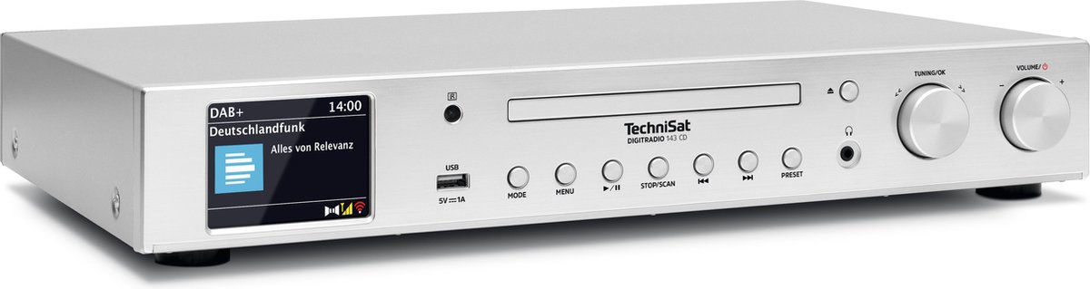TechniSat DIGITRADIO 143CD (V3) - DAB+ en internetradio ontvanger - CD - Bluetooth - Wi-Fi - zilver