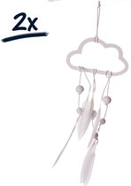 2x dromenvanger 33cm indiaanse wolk decoratie kralen pluimen