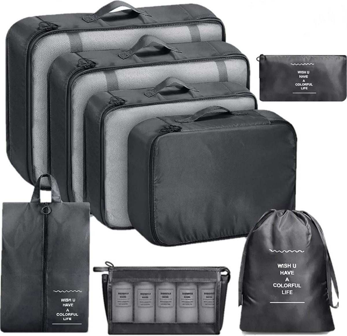 Sjaakstore Packing Cubes Set 8delig Organizer voor koffer en