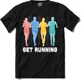 Get Running | Hardlopen - Rennen - Sporten - T-Shirt - Unisex - Zwart - Maat 4XL