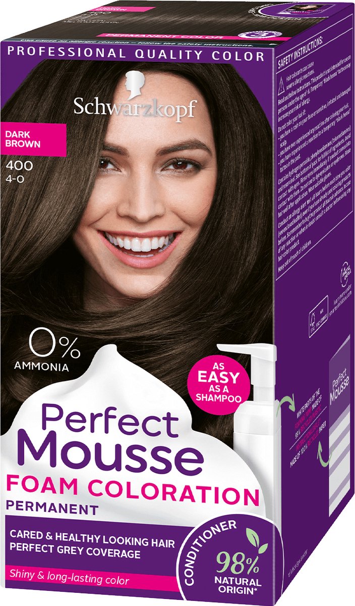 Nieuwjaar Wat dan ook Implicaties SCHWARZKOPF Perfect Mousse 400 Coloring - Dark Brown | bol.com