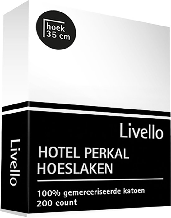 Livello Hotel drap housse Coton Egyptien Perkal Blanc 160x220