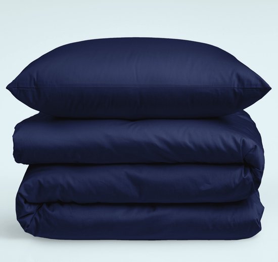 Nordic Paradise - Housse de couette en satin de Katoen de Luxe 140x220 cm + 2 taies d'oreiller 60x70 cm avec fermeture éclair fine - Blauw Marine foncé