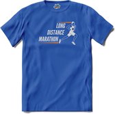 Long Distance Marathon | Hardlopen - Rennen - Sporten - T-Shirt - Unisex - Royal Blue - Maat L