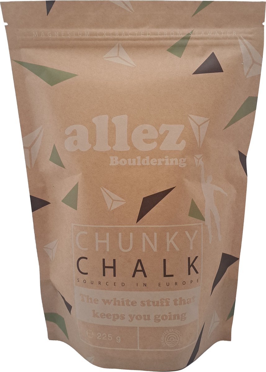 Allez! Bouldering | Magnesium voor Boulderen | Pof | Klimmen | Turnen | Crossfit | 225 gr | Brokkige structuur | Geen additieven | Duurzaam gewonnen uit zeewater