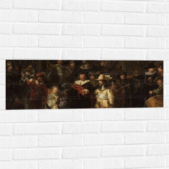 Muursticker - De Nachtwacht, Rembrandt van Rijn, 1642 - Oude Meesters - 90x30 cm Foto op Muursticker