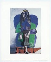 Pablo Picasso - Sitting Woman with Green Scarf - Mini kunstposter - 24x30 cm