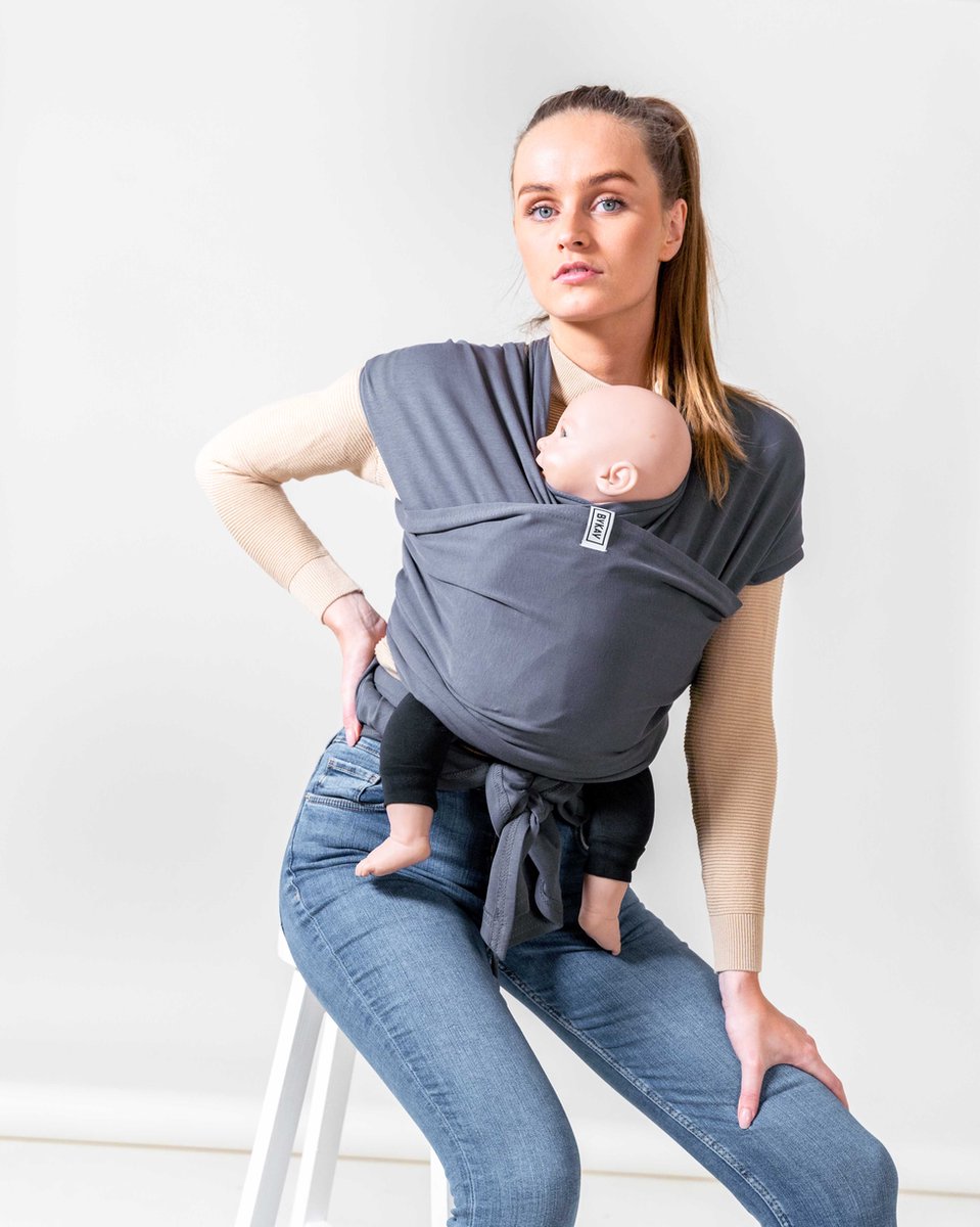 ByKay Stretchy Wrap de Luxe Baby Wrap - Anthracite | bol.com