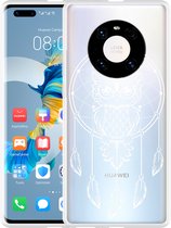 Huawei Mate 40 Pro Hoesje Dream Owl Mandala White Designed by Cazy