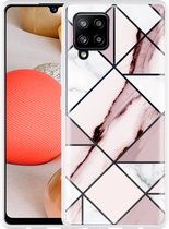 Hoesje Geschikt voor Samsung Galaxy A42 Roze Marmer