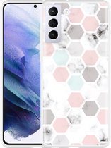Hoesje Geschikt voor Samsung Galaxy S21+Marmer Honeycomb