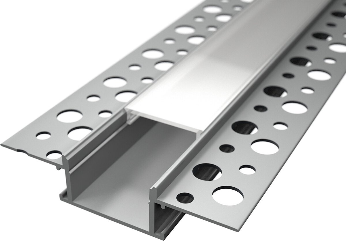 LED Strip Profiel - Brinton Profi - Aluminium - 2 Meter - 61.5x13.8mm - Inbouw Stuc/Tegel