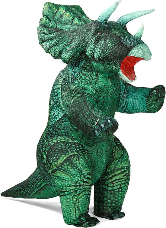 Triceratops Opblaasbaar costume costume de dinosaure vert