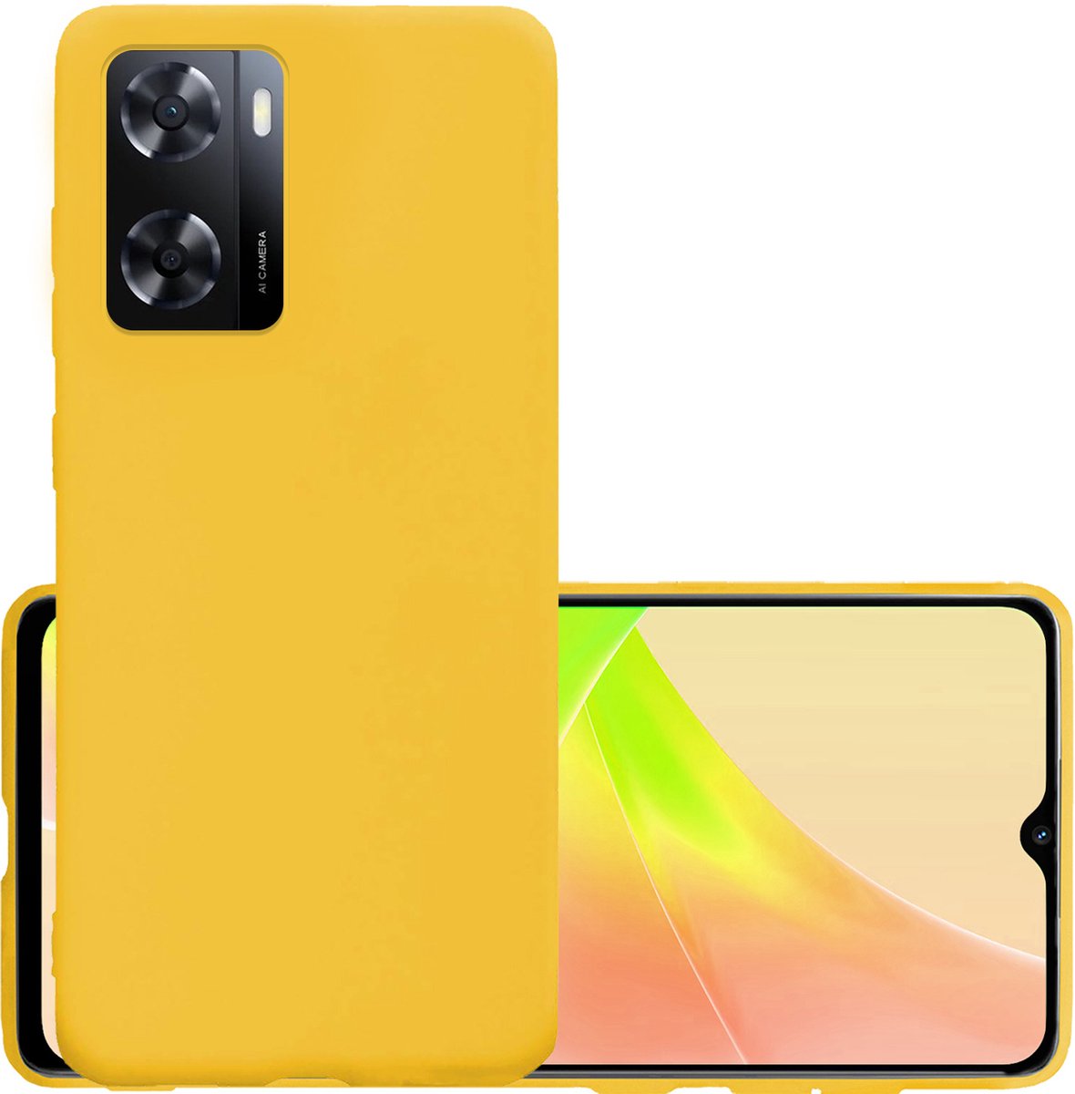 Hoesje - Geschikt voor OPPO A57 - Sterk & Shockproof - Hoes Cover - Siliconen Case - Geel