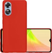 Hoes Geschikt voor OPPO A17 Hoesje Cover Siliconen Back Case Hoes - Rood