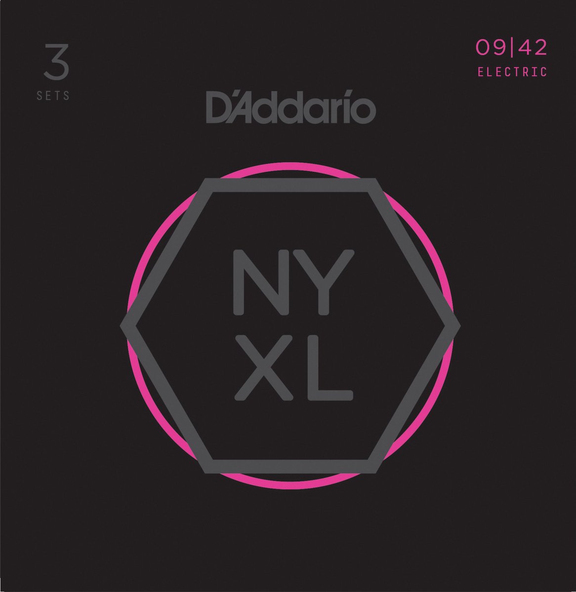 D'Addario NYXL0942-3P 09-42 Carbon Steel Alloy - 3-Pack