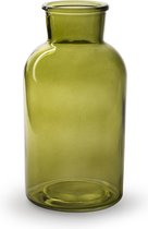 Jodeco Bloemenvaas - Apotheker model - groen/transparant glas - H20 x D10 cm