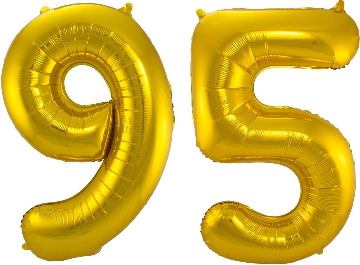 Folat Folie ballonnen - 95 jaar cijfer - goud - 86 cm - leeftijd feestartikelen - verjaardag versiering