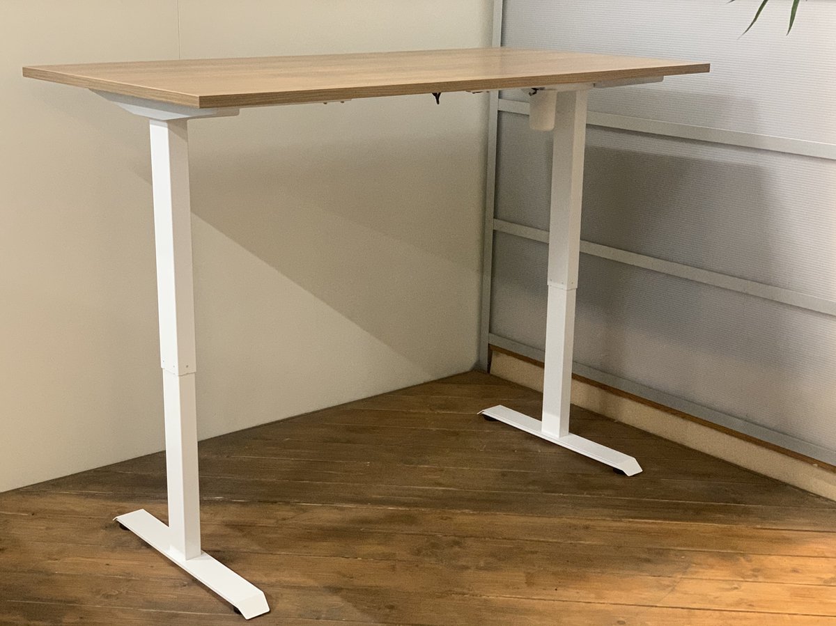 FB01 - elektrisch zit sta bureau met memory - wit onderstel - havanna blad - NU MET GRATIS USB OPLADER! - 180 x 80 - NIEUW