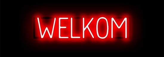 WELKOM - Reclamebord Neon LED bord verlichting - SpellBrite - 67,4 x 16 cm rood - 6 Dimstanden - 8 Lichtanimaties