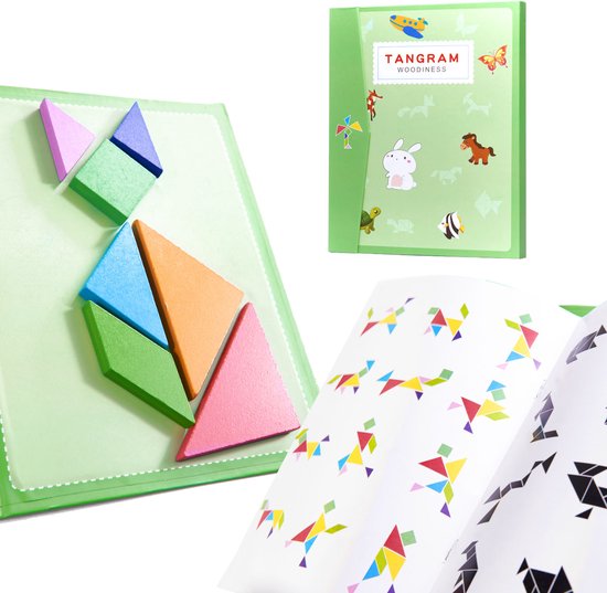 LTFIOON Puzzle Tangram magnétique 3D – Tangram magnétique pour enfants à partir de 32 ans avec 32 cartes, encouragement de la créativité et de la