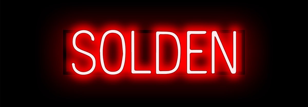 SOLDEN - Lichtreclame Neon LED bord verlicht | SpellBrite | 60,39 x 16 cm | 6 Dimstanden & 8 Lichtanimaties | Reclamebord neon verlichting