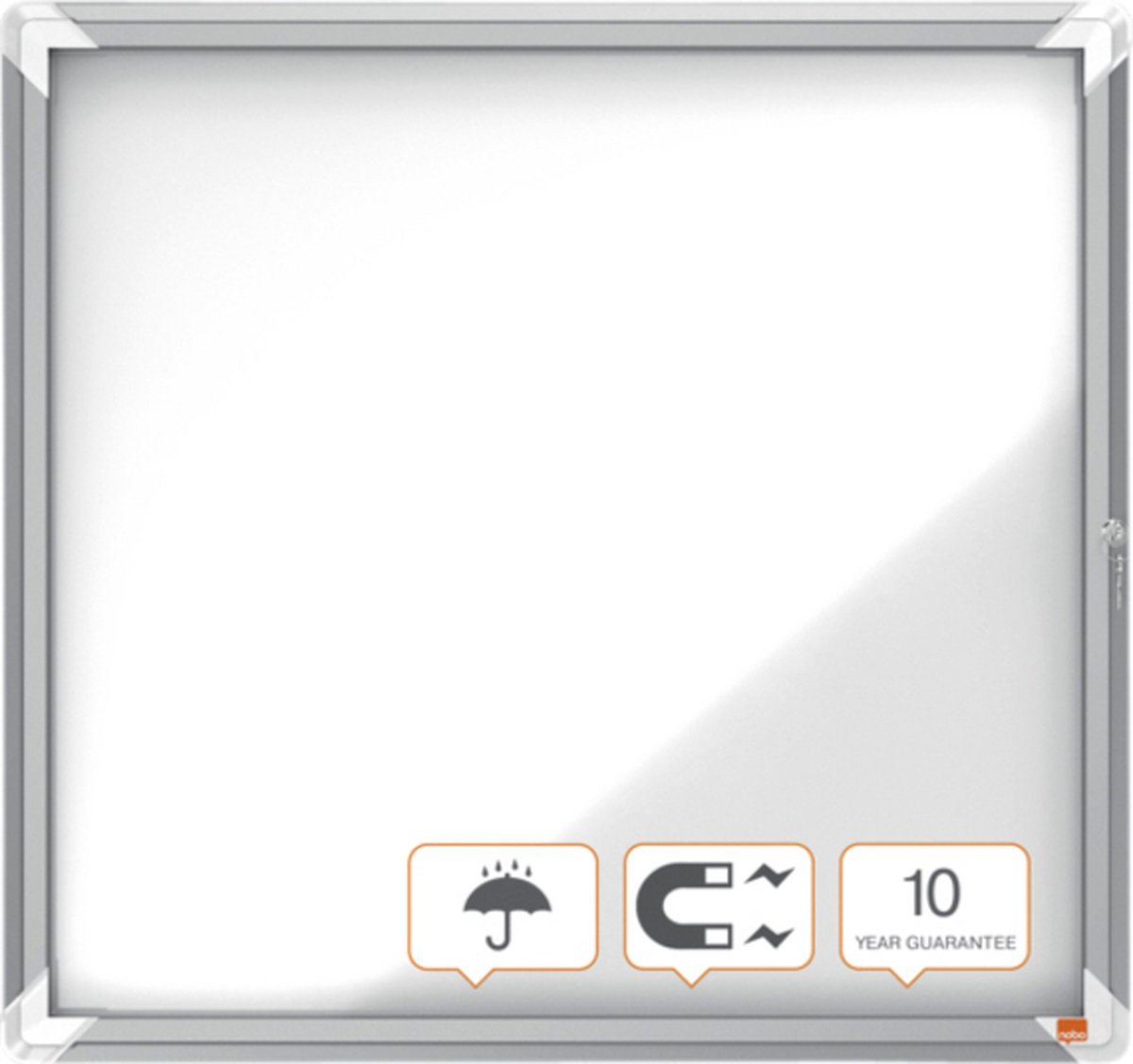 Nobo Premium Plus Afsluitbare Glazen Buitenvitrine Magnetisch 6xA4 voor Formaat met Zijslot - Grijs/Wit