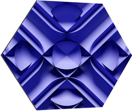Dibond Hexagon - Paarse 3D Vormen - 70x60.9 cm Foto op Hexagon (Met Ophangsysteem)