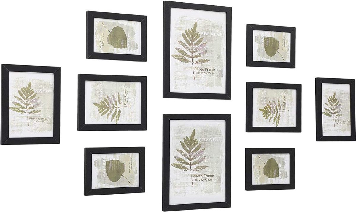 MIRA Home - Fotolijst - Fotolijst Collage - Fotokader - 10 stuks - Zwart - 33x11,5x27