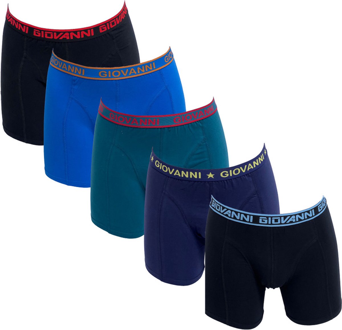 Giovanni heren boxershorts | 5-pack | MAAT XL | M34 zwart/marine/groen/turquoise/zwart