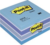 Notes Post-it®, cube, bleu pastel, 76 x 76 mm, 450 feuilles / cube
