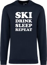 Sweater Ski Drink Sleep Repeat | Apres Ski Verkleedkleren | Ski Pully Heren | Foute Party Ski Trui | Navy | maat M