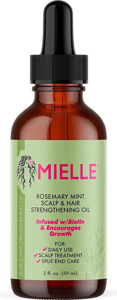 MIELLE Organic Rosemary Mint Scalp & Hair Strengthening Oil 2oz/59ml - Haarolie - Curly Girl CG - Voordeelverpakkingen - Hoofdhuid