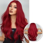 SassyGoods® Rode Pruik - Pruiken Dames Lang Haar - Wig - Rood - 70 cm