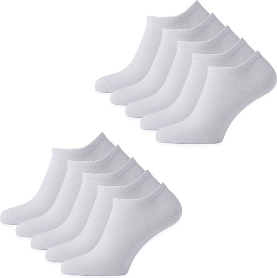 Sokjes.nl® 10 paar Witte enkelsokken - Maat 35/38