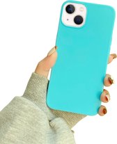 Soft Touch Hoesje - Geschikt voor Apple iPhone 14 - Aqua Blauw - Stevig Shockproof TPU Materiaal - Zachte Coating - Siliconen Feel Case - Back Cover