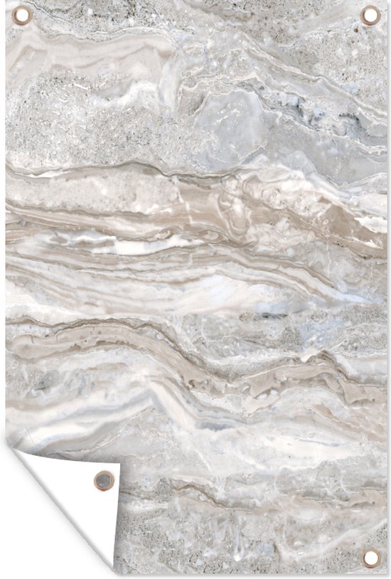 Muurdecoratie Marmer - Textuur - Grijs - 120x180 cm - Tuinposter - Tuindoek - Buitenposter