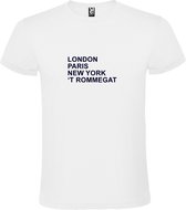 wit T-Shirt met London,Paris, New York ,’t Rommegat tekst Zwart Size XXXL