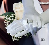 SYTTD - Glamour Satijnglans Lange Handschoenen - Satijn - Wit - Volwassenen - Vrouwen / Bruid - Tieners / Meisjes - maat M Lengte 45cm - Bruiloft Gala Feest Carnaval