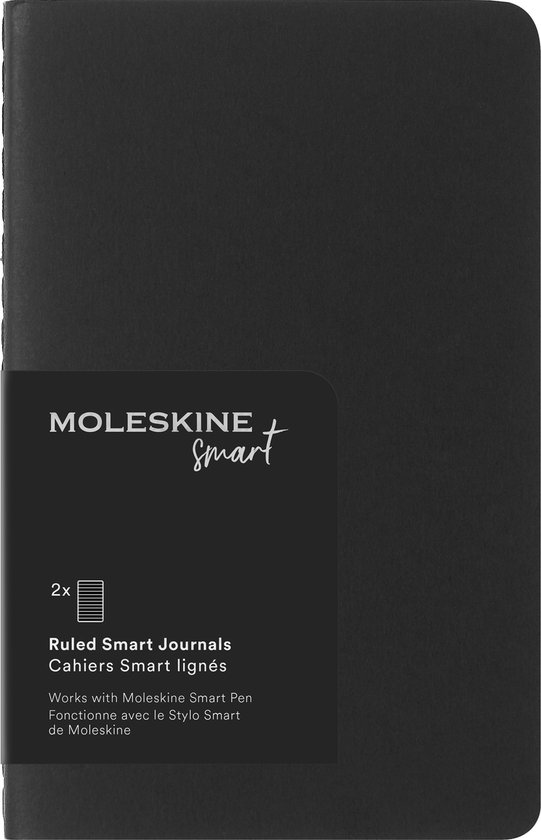 Moleskine Notitieboek - Smart Collectie - Cahier - Pocket - Zachte Kaft - Gelinieerd - Zwart (Set van 2)