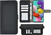 Geschikt voor Samsung A51 Hoesje Wallet Book Case Portemonee cover Zwart