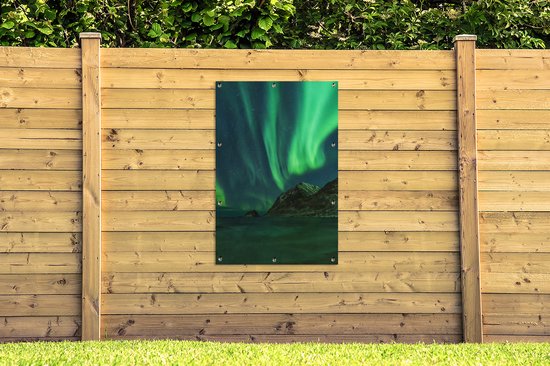 Lumière polaire au-dessus de l'île des Lofoten en Norvège affiche de jardin toile en vrac 80x120 cm - Toile de jardin / Toile d'extérieur / Peintures pour l'extérieur (décoration de jardin)