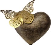 LBM mini urn hart met vlinder - antiek goud - 450 ml - duurzaam kunststof
